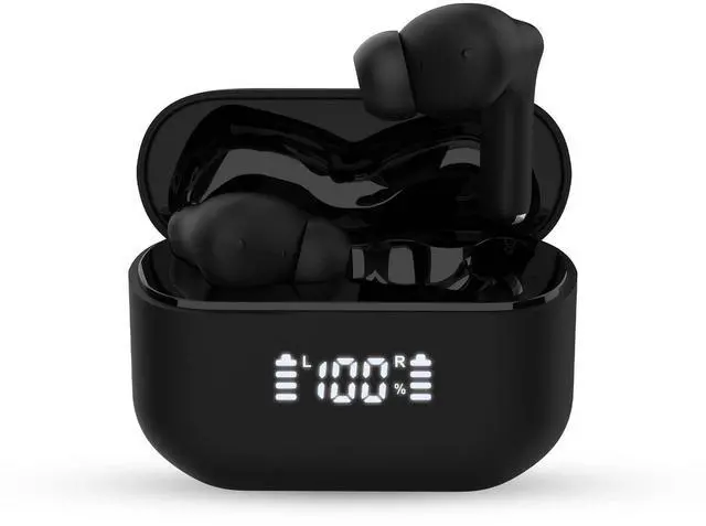 Main image of Naztech Xpods Pro ANC True Wireless Earbuds 4X Voice-Isolating Mics IPX5 Waterproof in Ear Bluetooth 5.4 Headphones Wireless Charging Case LED Display (Black)