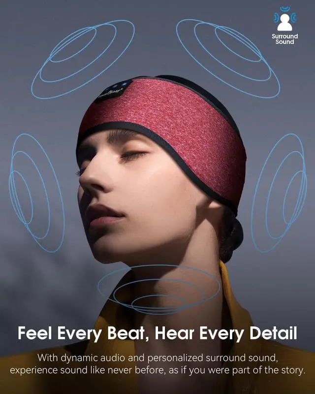 Alt view image 5 of 5 - MUSICOZY Sleep Headphones Wireless, Bluetooth Headband Sports Sleeping Headphones Sleep Mask Earbuds Breathable Music Headband with Bluetooth 5.4, Perfect for Workout Running