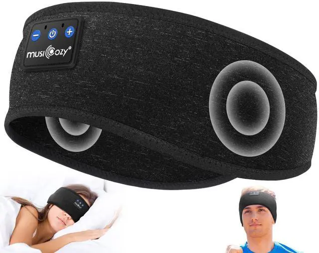 Alt view image 3 of 5 - MUSICOZY Sleep Headphones Wireless, Bluetooth Headband Sports Sleeping Headphones Sleep Mask Earbuds Breathable Music Headband with Bluetooth 5.4, Perfect for Workout Running