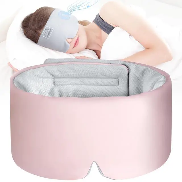 Alt view image 3 of 5 - MUSICOZY Ice Silk Sleep Mask with Bluetooth Headphones, Sleep Headphones BluetoothSports Wireless Earphones Earbuds with HD Stereo Speaker, Eye Mask for Sleeping Blackout, Luxury Sleep for Men Women