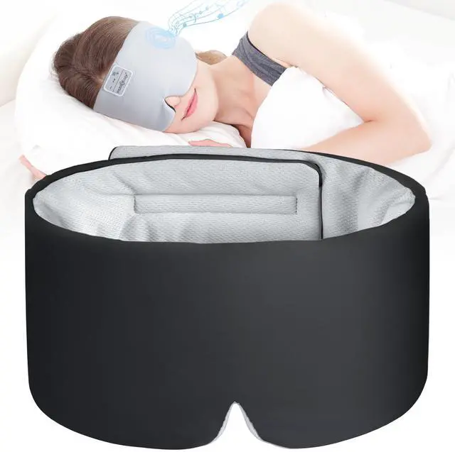 Alt view image 2 of 5 - MUSICOZY Ice Silk Sleep Mask with Bluetooth Headphones, Sleep Headphones BluetoothSports Wireless Earphones Earbuds with HD Stereo Speaker, Eye Mask for Sleeping Blackout, Luxury Sleep for Men Women