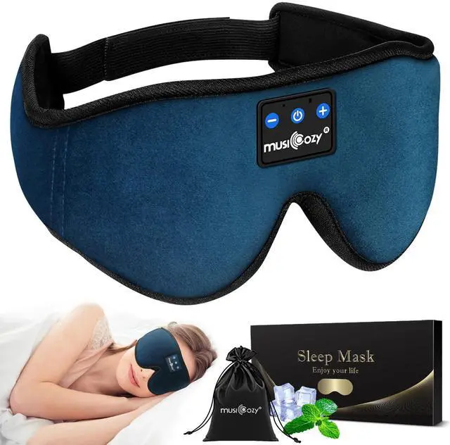 Alt view image 3 of 5 - MUSICOZY Sleep Headphones Bluetooth 5.4 Headband Sleeping Headphones Sleep Mask, Wireless Music Eye Mask Sleep Earbuds for Side Sleeper Men Women Cool Tech Gadget Unique Gift Office Travel, Pack of 2