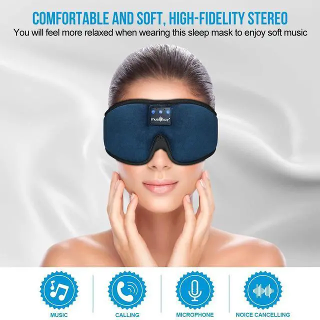 Alt view image 4 of 5 - MUSICOZY Sleep Headphones Bluetooth 5.4 Headband Sleeping Headphones Sleep Mask, Wireless Music Eye Mask Sleep Earbuds for Side Sleeper Men Women Cool Tech Gadget Unique Gift Office Travel, Pack of 2