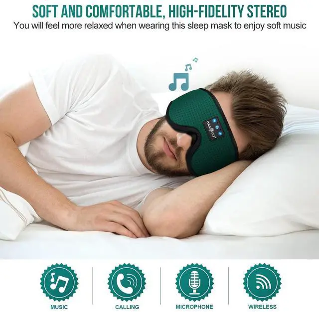 Alt view image 4 of 5 - MUSICOZY Sleep Headphones 3D Bluetooth Sleep Mask, Wireless Sleeping Headphones Music Earbuds Eye Mask for Side Sleepers Men Women Ultra Thin Speakers Cool Gadgets Holiday Gifts, Pack of 2