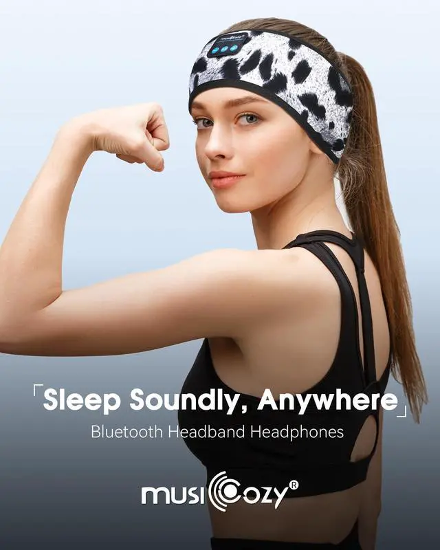 Alt view image 5 of 5 - MUSICOZY Sleep Headphones Bluetooth Sports Headband, Wireless Music Sleeping Headphones Sleep Eye Mask Earbuds for Side Sleepers Workout Running Travel Yoga Office, Pack of 2