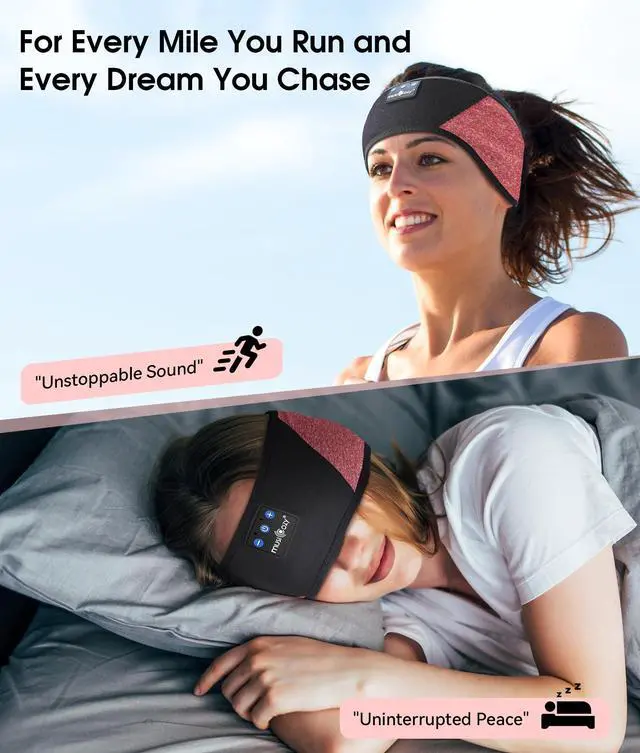 Alt view image 4 of 5 - MUSICOZY Sleep Headphones Bluetooth Sports Headband, Wireless Music Sleeping Headphones Sleep Eye Mask Earbuds for Side Sleepers Workout Running Travel Yoga Office, Pack of 2