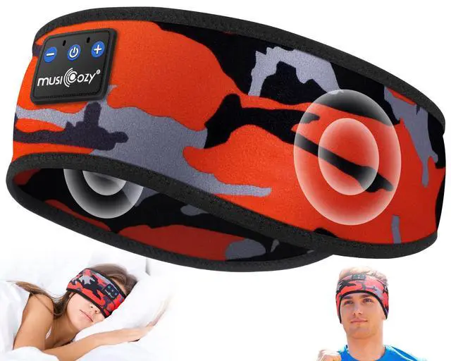 Alt view image 2 of 5 - MUSICOZY Sleep Headphones Bluetooth Headband, Wireless Sleeping Headphones Mask Earbuds Built-in HD Speakers for Side Sleepers Women Men Running Travel Yoga Cool Gadgets Unique Gifts, 2 Packs
