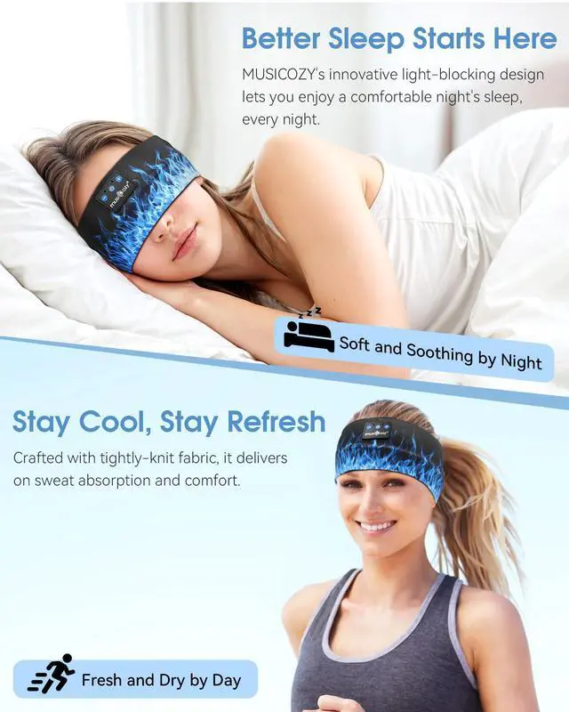 Alt view image 4 of 5 - MUSICOZY Sleep Headphones Bluetooth 5.4 Headband, Sports Wireless Earphones Sweat Resistant Earbuds Sleeping Headphone with Ultra-Thin HD Stereo Speaker for Workout Running Cool Gadgets Unique Gifts