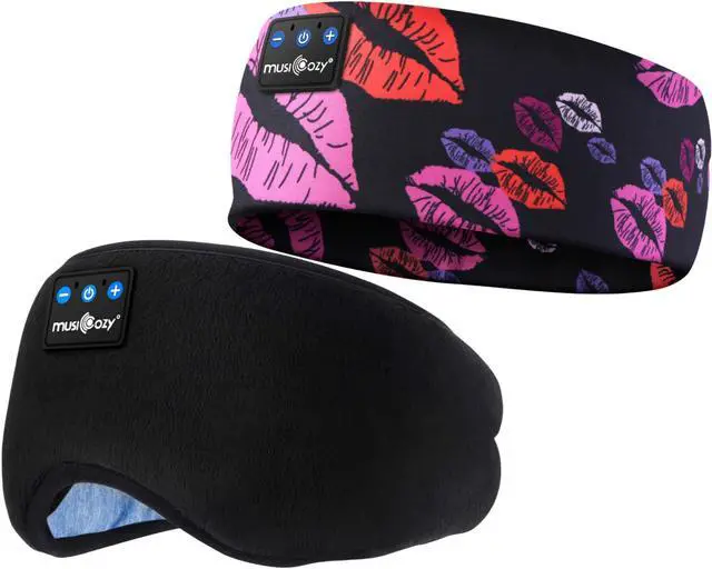 Main image of MUSICOZY Sleep Headphones Bluetooth Sports Headband, Wireless Music Sleeping Headphones Sleep Eye Mask Earbuds for Side Sleepers Workout Running Travel Yoga Office, Pack of 2