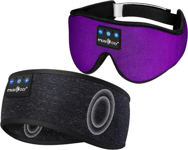 Main image of MUSICOZY Sleep Headphones Bluetooth Wireless Sports Headband, Sleeping Eye Mask Earbud for Side Sleepers Air Travel Meditation, Pack of 2
