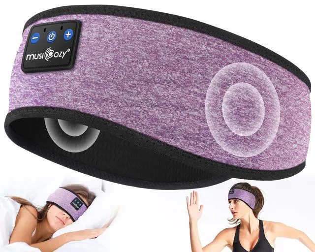 Alt view image 2 of 5 - MUSICOZY Bluetooth 5.4 Headband Sleep Headphones Headband Headphones Sports Wireless Music Earphones Eye Mask Earbuds for Side Sleepers Workout Running Travel Yoga Office Gifts Mom Women