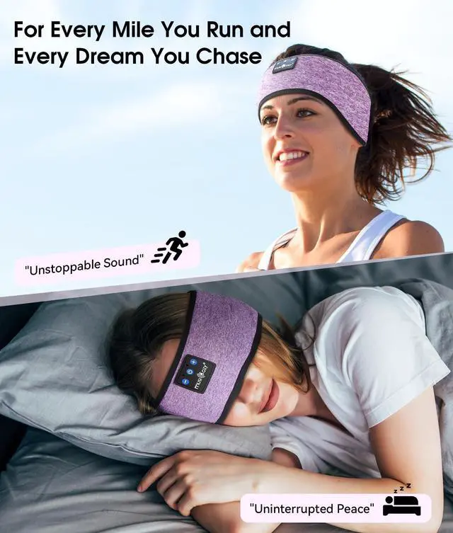 Alt view image 4 of 5 - MUSICOZY Bluetooth 5.4 Headband Sleep Headphones Headband Headphones Sports Wireless Music Earphones Eye Mask Earbuds for Side Sleepers Workout Running Travel Yoga Office Gifts Mom Women