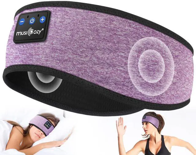 Alt view image 2 of 5 - MUSICOZY Bluetooth 5.4 Headband Sleep Headphones Headband Headphones Sports Wireless Music Earphones Eye Mask Earbuds for Side Sleepers Workout Running Travel Yoga Office Gifts Mom Women