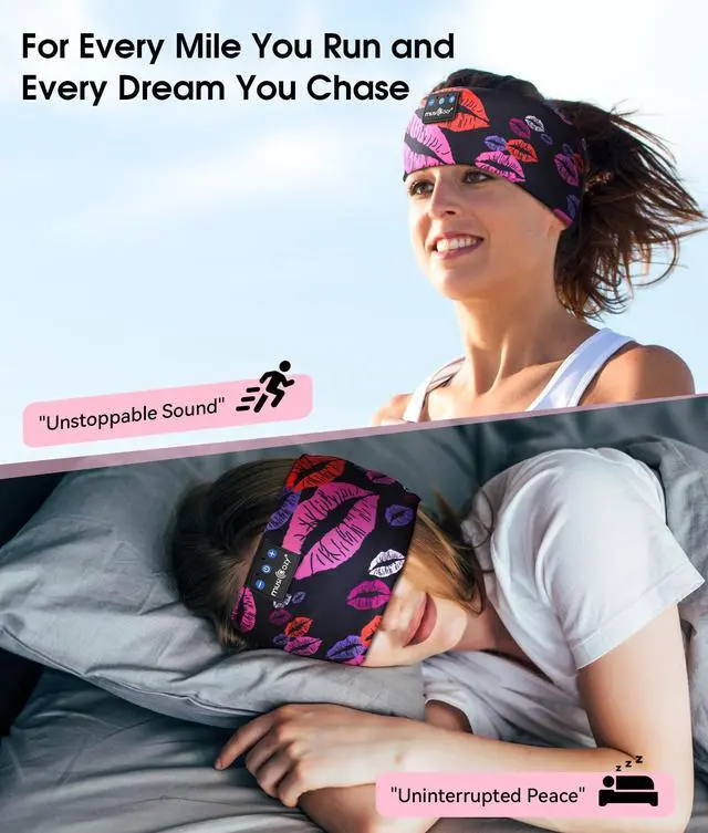 Alt view image 4 of 5 - MUSICOZY Sleep Headphones Bluetooth Headband Sleeping Headphones Eye Mask, Wireless Music Sleep Earbuds Earphones for Side Sleepers Men Women Travel Cool Tech Gadgets Unique Gifts, Pack of 2