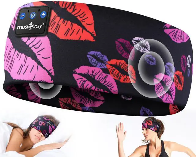 Alt view image 2 of 5 - MUSICOZY Sleep Headphones Bluetooth Headband Sleeping Headphones Eye Mask, Wireless Music Sleep Earbuds Earphones for Side Sleepers Men Women Travel Cool Tech Gadgets Unique Gifts, Pack of 2