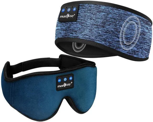 Main image of MUSICOZY Sleep Headphones Bluetooth Headband, Wireless Music Sleeping Headphones Sleep Eye Mask Earbuds for Side Sleepers Workout Running Travel Yoga Office Cool Gadget Tech Unique Gift 2 Pcs