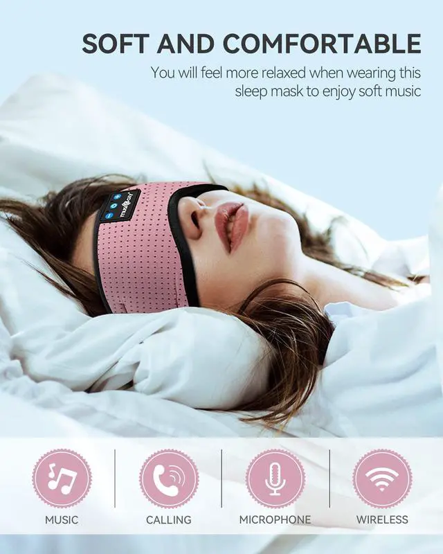 Alt view image 5 of 5 - MUSICOZY Sleep Headphones Bluetooth Sports Headband, Wireless Music Sleeping Headphones Sleep Eye Mask Earbuds for Side Sleepers Workout Running Travel Yoga Office, Pack of 2