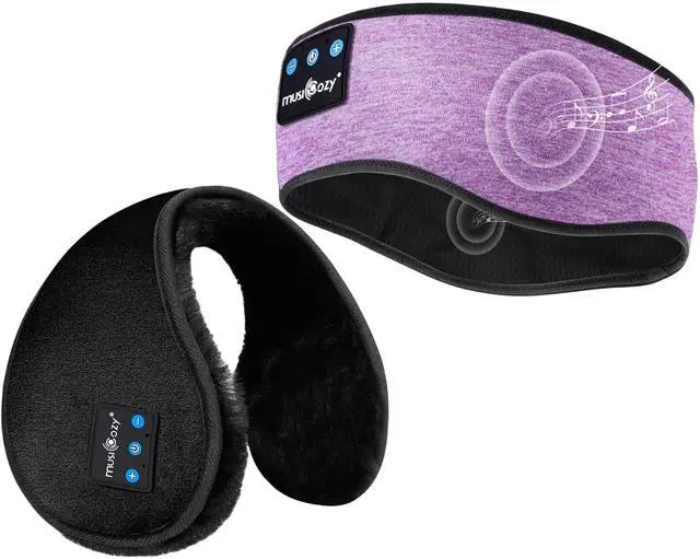 Main image of MUSICOZY Ear Warmers Earmuffs Sleep Headphones Bluetooth Headband Eye Mask Sleeping Earbuds for Winter Side Sleepers Workout Running Insomnia Travel Yoga Office Cool Gadgets Tech Unique Gifts, 2 Pack