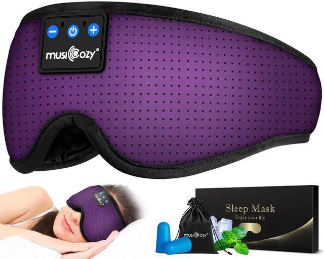 Alt view image 2 of 5 - MUSICOZY Heated Eye Mask Sleep Headphones Bluetooth 5.2 Headband Sleeping Headphones Wireless Music Earbuds Earphones for Side Sleepers Men Women Cool Gadgets Unique Gifts