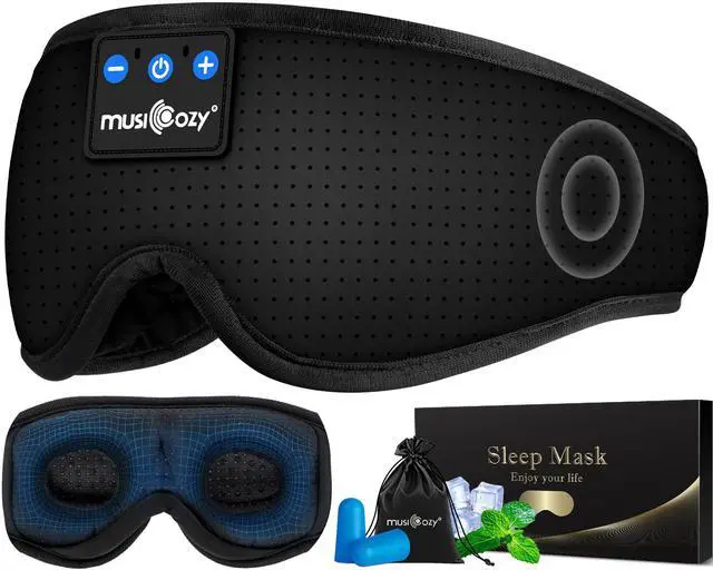 Alt view image 2 of 5 - MUSICOZY Heated Eye Mask Sleep Headphones Bluetooth 5.4 Headband Sleeping Headphones Sleep Eye Mask, Wireless Music Earbuds Earphones for Side Sleepers Men Women Cool Gadgets Unique Gifts