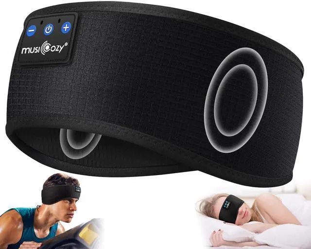 Alt view image 2 of 5 - MUSICOZY Sleep Headphones Bluetooth Headband, Sleep Mask with Bluetooth Sleep Headphones, Sports Sleeping Headphones Sleep Earbuds with Ultra-Thin HD Stereo Speakers for Travel Workout, 2 Packs