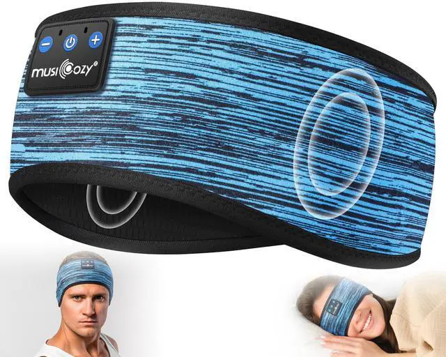 Alt view image 2 of 5 - MUSICOZY Bluetooth Headband Sleep Headphones Headband Headphones Sports Wireless Music Earphones Eye Mask Earbuds for Workout Running Travel Yoga Mom Women Cool Gadgets Unique Gifts