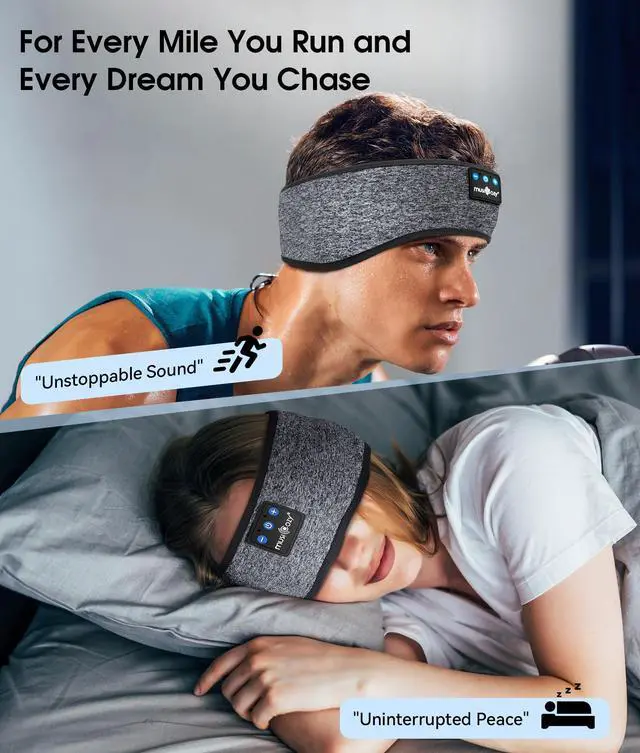 Alt view image 5 of 5 - MUSICOZY Bluetooth Headband Sleep Headphones Headband Headphones Sports Wireless Music Earphones Eye Mask Earbuds for Workout Running Travel Yoga Mom Women Cool Gadgets Unique Gifts
