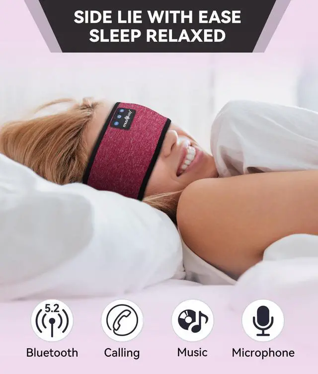 Alt view image 4 of 5 - MUSICOZY Sleep Headphones Bluetooth Headband Wireless Music Headband Headphones, Earbuds IPX6 Waterproof for Side Sleepers Women Men Workout Running Insomnia Travel Yoga Cool Gadgets Unique Gift 2 Pcs