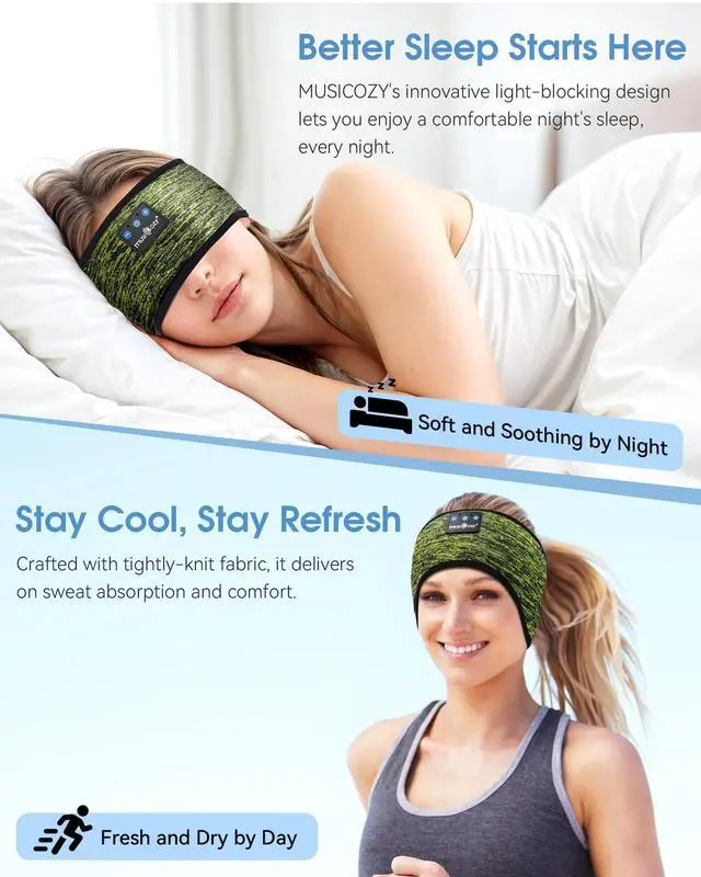 Alt view image 4 of 5 - MUSICOZY Sleep Headphones Bluetooth 5.4 Headband, Sports Wireless Earphones Sweat Resistant Earbuds Sleeping Headphone with Ultra-Thin HD Stereo Speaker for Workout Running Cool Gadgets Unique Gifts