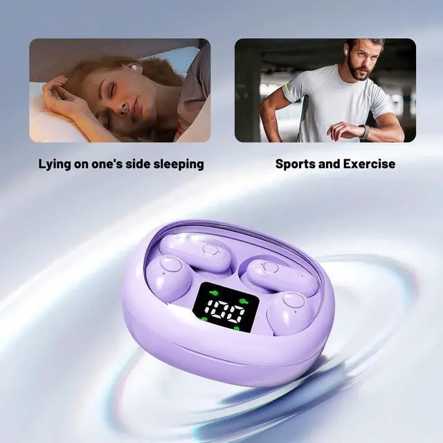 Alt view image 5 of 5 - MSHUKCOE Wireless Bluetooth HeadsetTiny Size Invisible EarbudsSleep and Sports Earphones Set, 2 Pairs, Mini and Short Handle Designfor Work Sport Sleeping   (Black)