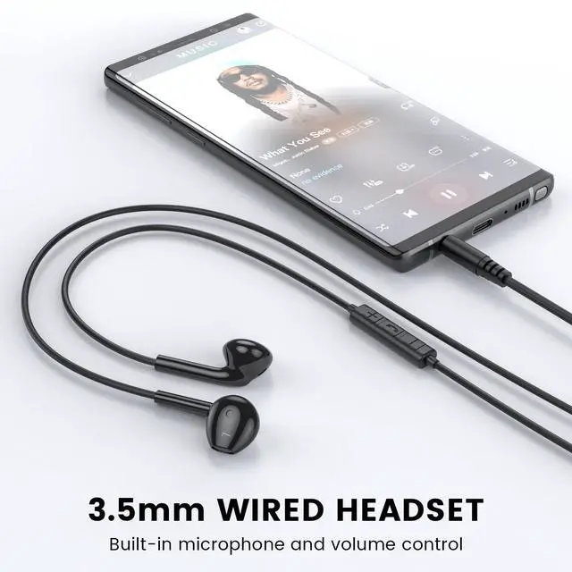 Alt view image 2 of 5 - MOSWAG Wired Earbuds with Microphone, 3.5mm Jack in Ear Headphones with Microphone Suitable for Smartphones, Computers, Laptops, IPads, MP3 Players, Etc