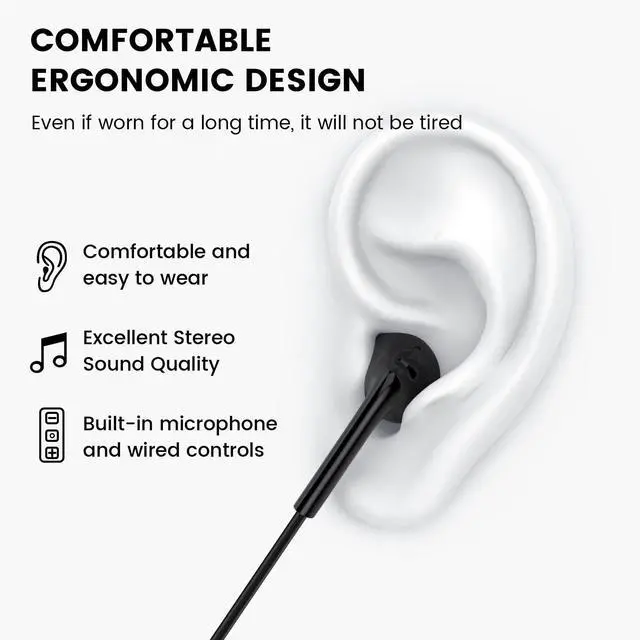 Alt view image 4 of 5 - MOSWAG Wired Earbuds with Microphone, 3.5mm Jack in Ear Headphones with Microphone Suitable for Smartphones, Computers, Laptops, IPads, MP3 Players, Etc