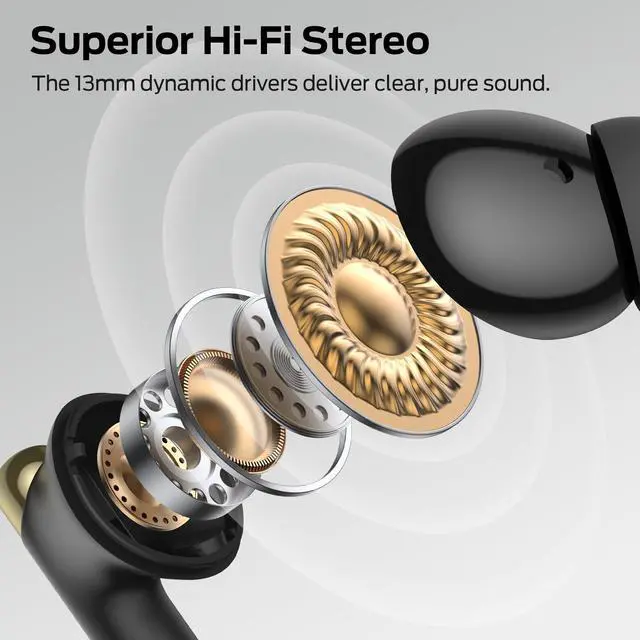 Alt view image 3 of 5 - Monster N-Lite 211 Wireless Earbuds Bluetooth 6.0 Stereo Headphones with Noise-Cancelling Mic and LED Display, Built-in Mic for Clear Calls, Waterproof Design for Sports