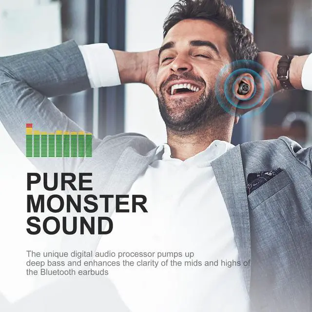 Alt view image 3 of 5 - Monster Achieve 100 AirLinks Wireless Earbuds,Super Fast Charge,Bluetooth 5.0 in-Ear Stereo Headphones with USB-C Charging Case,Built-in Mic for Clear Calls,Water Resistant Design for Sports