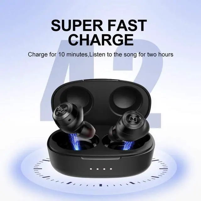 Alt view image 5 of 5 - Monster Achieve 100 AirLinks Wireless Earbuds,Super Fast Charge,Bluetooth 5.0 in-Ear Stereo Headphones with USB-C Charging Case,Built-in Mic for Clear Calls,Water Resistant Design for Sports