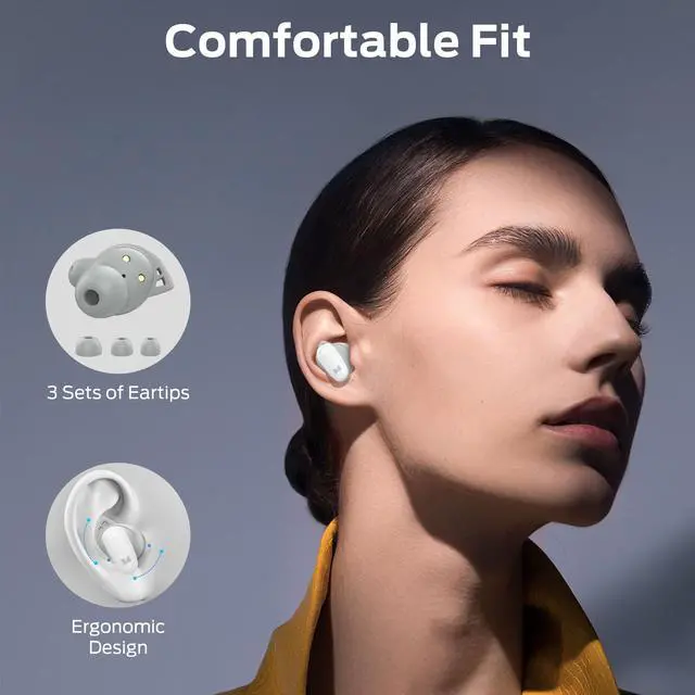 Alt view image 3 of 5 - Monster N-Lite 206 Bluetooth Earbuds, True Wireless Earbuds with Clear Talk, Bluetooth 5.4 Earphones Headphones Built-in Mic, Touch Control, Comfortable Fit, Type-C Charging, 25H Playback, White