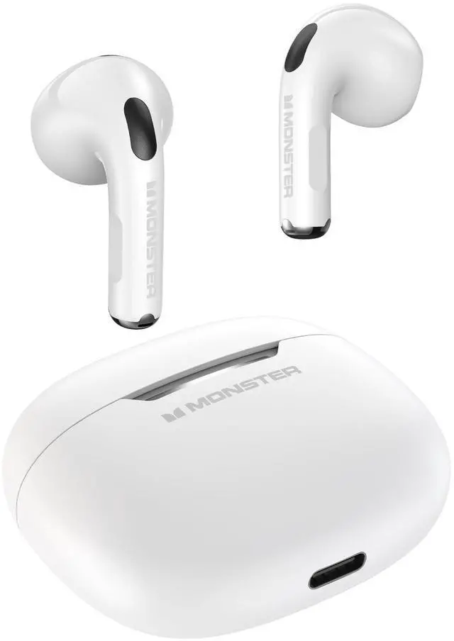 Main image of Monster N-Lite 208 Wireless Earbuds, Bluetooth Earbuds Touch Control, Headphones Bluetooth Wireless with 30H Playtime, Type-C Fast Charging, Clear Call, Comfortable Fit for Running, White