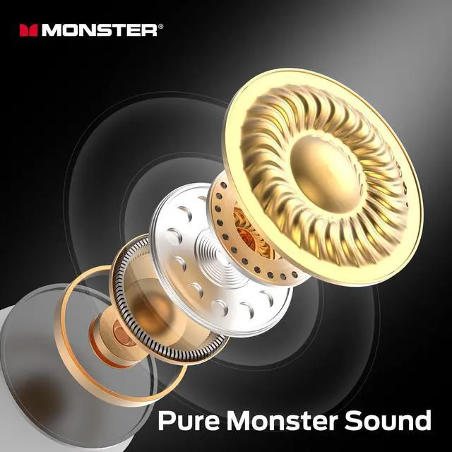 Alt view image 2 of 5 - Monster N-Lite 208 Wireless Earbuds, Bluetooth Earbuds Touch Control, Headphones Bluetooth Wireless with 30H Playtime, Type-C Fast Charging, Clear Call, Comfortable Fit for Running, White