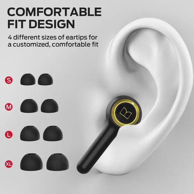 Alt view image 4 of 5 - Monster Clarity 102 Plus Wireless Earbuds, Bluetooth Headphones with HiFi Stereo, 4 ENC Mic for Crystal Clear Call, 30H Playtime, Type-C Charging, IPX6 Waterproof in-Ear Ear Buds for Sports (Gold)