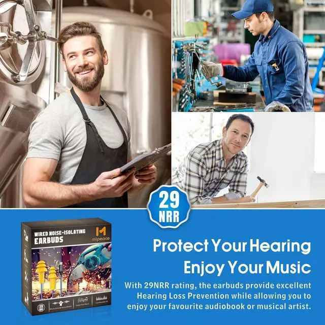 Alt view image 3 of 5 - MIPEACE Ear Plug Headphones for Work, Work Earbuds USB Type C Headphones Earphones for Industrial Safety Construction(Without Mic & Control)