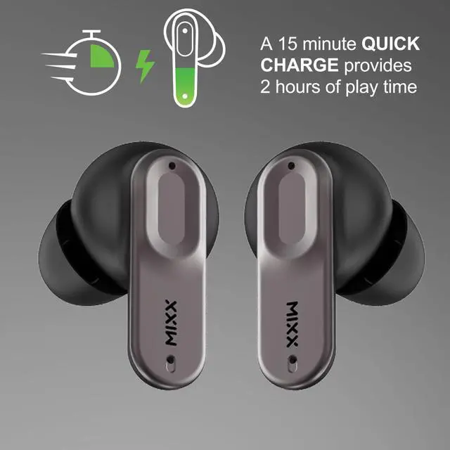 Alt view image 3 of 5 - MIXX StreamBuds Ultra Mini True Wireless Earbuds with Zinc Alloy Case, 24H Battery, Touch Controls, Custom EQ via App, Quick Charge, Bluetooth 5.3 (Black)