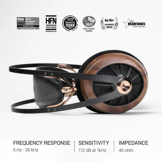 Alt view image 2 of 5 - MEZE AUDIO 109 PRO | Wired Over-The-Ear Walnut Wood Audiophile Open-Back Headphones | 50mm Dynamic Drivers | Low Impedance 40 Ohms | Cables and Carrying Pouch Included | 2-Year Warranty