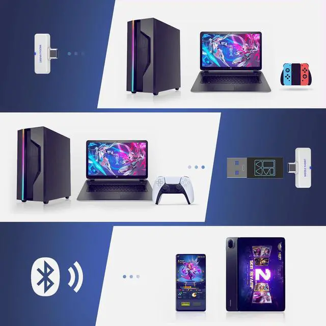 Alt view image 5 of 5 - Middle Rabbit SW4 USB Wireless Earbuds for PC and Laptop: Bluetooth Headphones with 2.4GHz Dongle for Work, Wireless Headset for Work, with Microphone, Earphones with Mic for Computer Desktop(White)