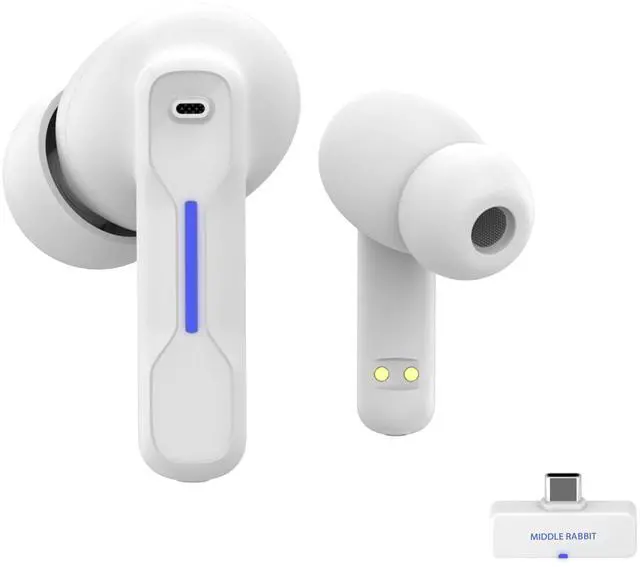 Main image of Middle Rabbit SW4 USB Wireless Earbuds for PC and Laptop: Bluetooth Headphones with 2.4GHz Dongle for Work, Wireless Headset for Work, with Microphone, Earphones with Mic for Computer Desktop(White)