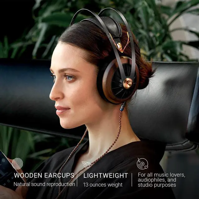 Alt view image 3 of 5 - MEZE AUDIO 109 PRO | Wired Over-The-Ear Walnut Wood Audiophile Open-Back Headphones | 50mm Dynamic Drivers | Low Impedance 40 Ohms | Cables and Carrying Pouch Included | 2-Year Warranty