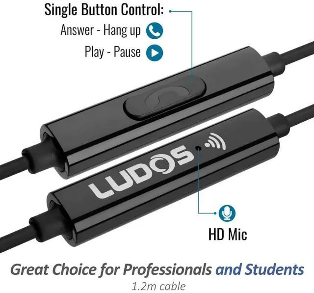 Alt view image 3 of 5 - LUDOS Clamor 2 PRO Wired Earbuds in-Ear Headphones, 5 Years Warranty, Earphones with Microphone, Noise Isolating Ear Buds, Memory Foam for iPhone, Samsung, School Students, Kids, Women, Small Ears