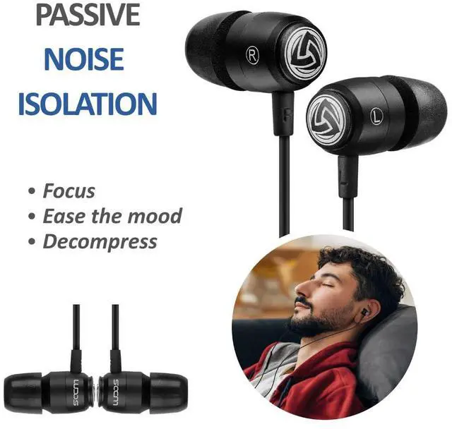 Alt view image 5 of 5 - LUDOS Clamor 2 PRO Wired Earbuds in-Ear Headphones, 5 Years Warranty, Earphones with Microphone, Noise Isolating Ear Buds, Memory Foam for iPhone, Samsung, School Students, Kids, Women, Small Ears