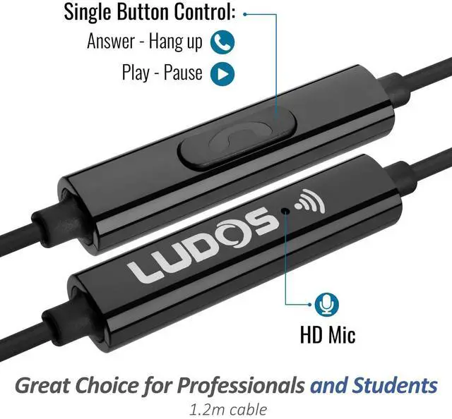 Alt view image 4 of 5 - LUDOS NOVA Wired Earbuds in-Ear Headphones, 5 Year Warranty, Earphones with Microphone, 3.5mm Plug-in Ear Buds Calls Compatible with iPhone, Laptop, Computer, School Students, Kids, Women, Small Ears