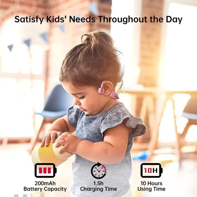 Alt view image 4 of 5 - LOBKIN Kid Open Ear Headphone Pink and Over Ear Headphone Pink