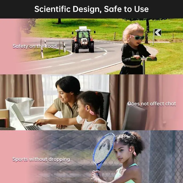 Alt view image 5 of 5 - LOBKIN Kid Open Ear Headphone Pink and Over Ear Headphone Pink